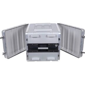 Crossrock Stackable 8U Rack Case, Strong Molded with Heavy Duty Hardware, Standard 19.25" Depth-Silver (CRA8608USL)