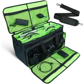 Dj Gig Bag with Detachable Dividers & Padded Laptop Pouch – Cable Bag for Djs, Guitarists, & Sound Technicians – Dj Bag with Travel Trolley Sleeve – Cable Organizer Case for Dj Equipment – Green