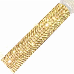 Champagne Gold Microphone Cover for Shuer SM58 Beta58 Wireless Transmitter Bedazzled Wrap – Bling Rhinestone Sleeve for Party, Wedding, Ceremony Events (Mic Not Included)