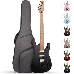 Fesley 39" Electric Guitar, Full Size Solid Body Electric Guitars For Beginner, ST Style, Maple Neck/Fretboard, Electric Guitar Kit With HSS Pickup, Gig Bag, Matte, Morandi Black