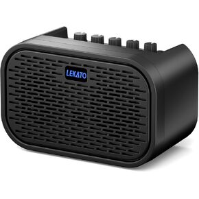 LEKATO Electric Guitar Amp, 10W Mini Guitar Amp, Distortion, Clean, Delay, Three-Band EQ, Gain Regulation, Bluetooth Guitar Amp Portable for Travel, Room Practice