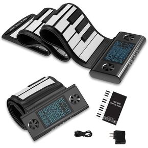 KONIX Roll Up Piano 88 key, Hand Roll Portable Piano for Beginner Kid with Bluetooth/MIDI, 128 Tones and Rhythms, Best Christmas Birthday Gift