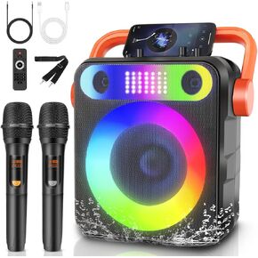 Karaoke Machine for Adults,Karaoke Machine with 2 Wireless Microphones,6.5IN Subwoofer,2 Tweeter,PA System with Remote Control,DJ Light,Portable Bluetooth 5.3 Karaoke Speaker Support TWS/REC/TF/USB/FM