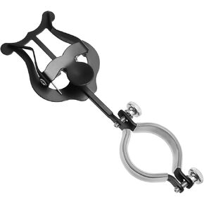 Clarinet lyre Music Clip, Metal Clarinet Sheet Music Clip Holder for Flip Folder Marching Band Clarinet Lyre Clamp Accessories for Saxophone Flute Trumpet Wind Instruments Practicing Beginners (Black)