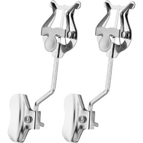 2pcs Trombone Music Lyre Clip, Trombone Trumpet Marching Sheet Music Holder Metal Sheet Music Clip Clamp-On Flip Folder Instrument Accessories for Practicing Beginners Marching Band