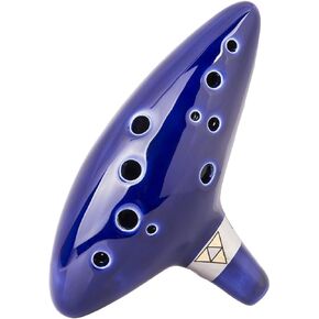 TOTMC Legend of Zelda Ocarina of Time Triforce Link 12 Hole Alto C Mediant Tone Ocarina Zelda Cosplay Ceramic Replica + Textbook