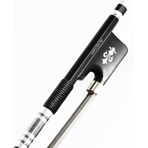 Carbon Fiber Cello Bow Natural Horsehair Unique Design with Ebony Fleur-de-Lis Frog