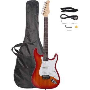 Ktaxon 39 Inch Electric Guitar, Full-Size Beginner Solid Body Electric Guitar Kit with Gig Bag, Strap, Tremolo Bar, Cable & Picks (White)