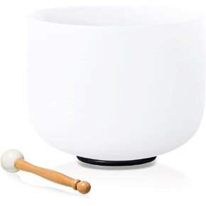 11 Inch C Note Root Chakra Frosted Quartz Crystal Singing Bowl mallet & O-ring For Meditation and Sound Therapy.