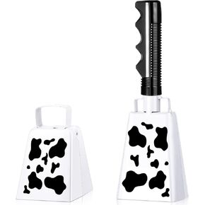 2 Pieces Cow Bell with Handle Noise Makers Cowbells for Sporting Events Football Games 8.6 Inch Hand Percussion Cheering Loud Call Bell Musical Instruments Call Bell Alarm for Parties(Lovely Style)