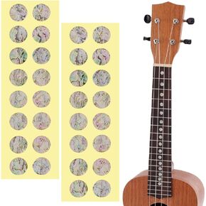 AHANDMAKER Dot Fret Markers Guitar Fretboard Stickers, 32 PCS Round Fretboard Inlay Adhesive Stickers Guitar Fretboard Inlay Adhesive Stickers for 6 Strings Guitars Bass Electric Guitars