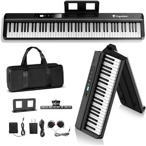 [2024 New]FingerBallet 88 Key Folding Piano Keyboard,Full Size Semi-Weighted Portable Digital Piano,Foldable keyboard Built-in Bluetooth & MIDI for Adult, Toddlers, Kids