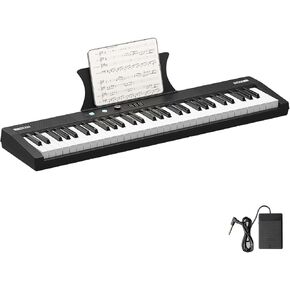 61-Key Portable Electric Keyboard Piano, Semi-Weighted Keys with Power Supply, Built-In Speakers, Pedal, Stand, and Stool,for Beginners and Professionals, Perfect Birthday or Christmas Gift