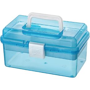 Small Tool Box Multipurpose Plastic Portable Container Plastic Storage Container Box with Handle Card Storage Box 13.77'' × 3.93'' × 4.7'',Clear