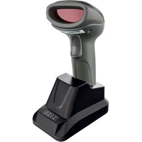 2D QR wireless Bluetooth Barcode Scanner with USB Cradle Receiver Charging Base handheld 1D/2D Data matrix PDF417 image reader 100 ft Transmission Range long-life Battery 2200mA,1 Year Warranty