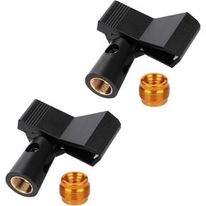 2pcs Microphone Clips, Adjustable Microphone Mount Clip Microphone Stand Clip Mic Clamp Holder with 5/8 Inch Male to 3/8 Inch Female Adapter Accessories for Wireless and Wired Mics