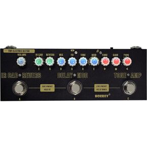 HOEREV Multi Effects Guitar Pedal Delay Reverb Phase Chorus Distortion Overdrive Multi Effects Pedal for Electric Guitar Built-in Battery