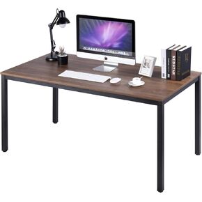 POPRUN Writing Computer Desk 59 Inch（60"x 30"）Home Office Wooden Writing Study Desk, Large Solid Wood Office Desk, Modern Excutive Desk, Sturdy Laptop Study Table, Walnut - Solid Tabletop made of MDF