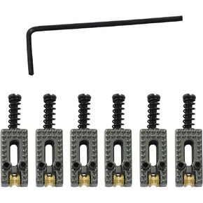 Hitefu 10mm Tremolo Bridge Saddles, 6 Pcs Roller Saddles for Electric Guitar Replacement Parts Accessories with Wrench (Black)