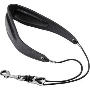 Saxophone Strap Genuine Leather Sax Neck Strap with Soft Thick Pad for Soprano Tenor Alto Sax and Clarinets Oboes1
