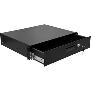 2U Rack Mount Drawer Server Cabinet Case with Protection Foam for 19 Inch AV/Network/DJ Equipment Lockable Deep Drawer with Key