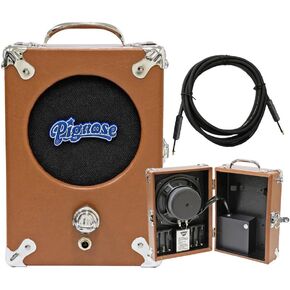 Pignose Legendary 7-100 Portable Guitar Amplifier with 10' Instrument Cable Bundle Can Operate on Batteries or AC Power - Brown Tolex Finish BR