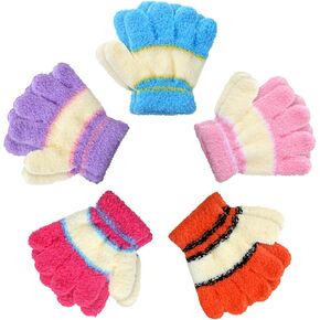 5 Pairs Kids Gloves Full Fingers Gloves Knitted Warm Gloves Winter Mittens for Little Boys and Girls Daily Supplies