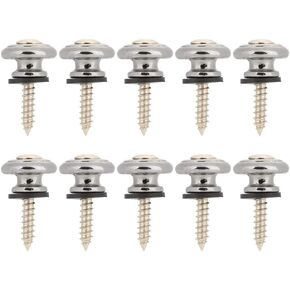 Guitar Strap Buttons, Mushrooms Head Guitar Strap Locks End Pins with Screws and Washers, for Guitar Ukulele Electric Bass(Sliver)