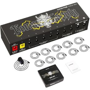 GHOSTFIRE GS10-SV2 10-Output Guitar Pedal Power Supply 9V/1000mA High Current for 9V/12V/18V Effect Pedals (GS10-SV2)