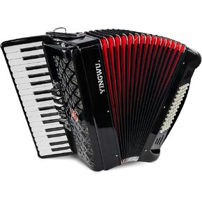 Accordion, 34 Keys 60 Bass Accordion, Premium Accordion for Beginners and Professionals, Comes with Backpack and Accordion Strap (Black)