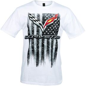 SR1 Performance C7 American Legacy Men's T-Shirt for 2014-2019 Corvette - Patriotic Flag Shirt (X-Large, White)