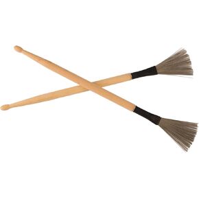 2Pcs Drum Stick Brush Wood Retractable Wire Brushes Combination Percussion Instrument Accessories for Band