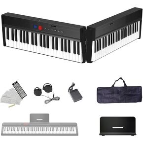 Longeye Foldable Piano Keyboard 88 Key Folding Piano Portable Electric Keyboard Semi Weighted Digital Piano for Beginners with Headphone, Sustain Pedal, Music Rest, Carry Case (Enhanced Sound)