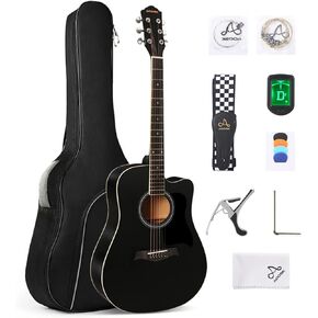 AODSK Acoustic Guitar Beginner 41 Inch Full Size Solid Spruce Top Guitarra Bundle Kit with Gig Bag Tuner Capo Picks String Strap,Right Hand sunset gradient,AG-41TSM