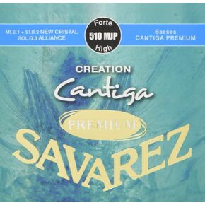 Savarez Classical Guitar Strings Cantiga and Creation Premium 510MJP Creation Trebles, Cantiga Basses, High Tension, Full Set (STSAV51-50489)