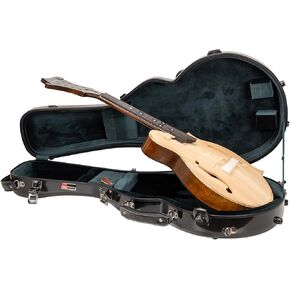 Crossrock F-style Mandola Case fits Eastman MDA315 & Gibson H5 | 100% Fiberglass Hardshell with Brand Latches, TSA Lock, and Detachable Straps-Black (CRF2020MDLBK)