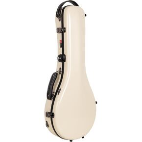 Crossrock A-style Mandolin Case fits Gibson A4 | 100% Fiberglass Hardshell with Brand Latches, TSA Lock, and Detachable Straps-Ivory (CRF2020MAGIV)