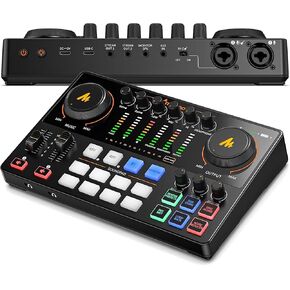 MAONO Podcast Equipment Bundle: Audio Interface Podcast mixer with Dual XLR Input, Quick to Mute, Noise Reduction, 8 Customize soundpads for Podcast Recording, Streaming, YouTube - MaonoCaster E2 Gen2