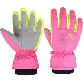 Boy's Girl's Kid's Ski Snow Gloves (Pink, XS)