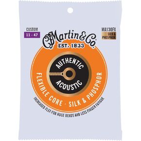 Martin Authentic Acoustic Guitar Strings, Flexible-Core MA130FX 92/8 Phosphor Bronze, (Packaging May Vary)