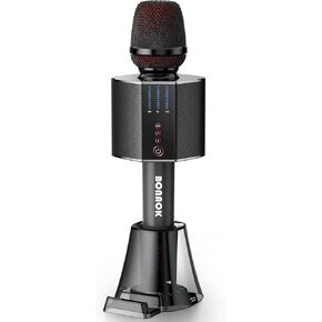 BONAOK Karaoke Microphone Portable Wireless Rechargeable Bluetooth Mic for Adults Kids Car Home Outdoor Party Karaoke Machine for PC/Smartphone G50 Black