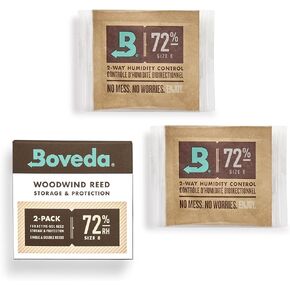 Boveda 72% Two-Way Humidity Control Packs for Woodwind Reeds – Size 8 – 2 Pack – Moisture Absorbers – Protects Against Drying & Spliting – Individually Wrapped Reed Humidifiers for Day-to-Day Storage