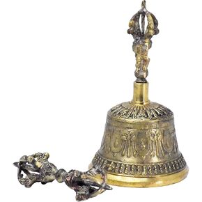 Tibetan Bell - Meditation Bell Dorje Set - Cleansing Bell Handmade in Nepal Medium Brass