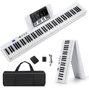 Costzon 88-Key Foldable Digital Piano Keyboard, Full Size Semi-Weighted Keyboard, Portable Electric Piano w/MIDI, Split Function, Sustain Pedal & Carrying Bag for Beginner (Black)