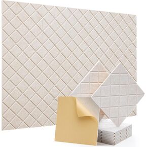 Soundproof Wall Panels, Kuchoow Acoustic Panels Sound Absorbing High Density, 12 Pack Sound Proof Panels for Walls Self-Adhesive, Sound Dampening Panels for Walls Bedroom Studio 12" X 12" X 0.4" White