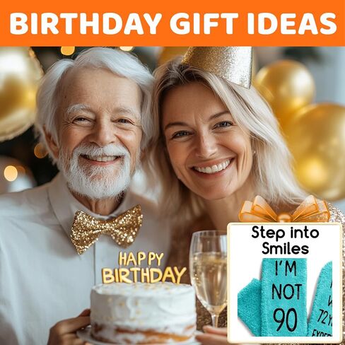 HAPPYPOP 90th Birthday Gift Ideas for Women - Socks for 90 Year Old Birthday, Retirement Gifts for Older Elderly Women in Saudi Arabia