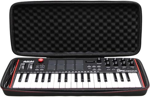 LTGEM Hard Case for Akai Professional MPK Mini Plus - USB MIDI Keyboard Controller - Travel Protective Carrying Storage Bag (Black+Red) in Saudi Arabia