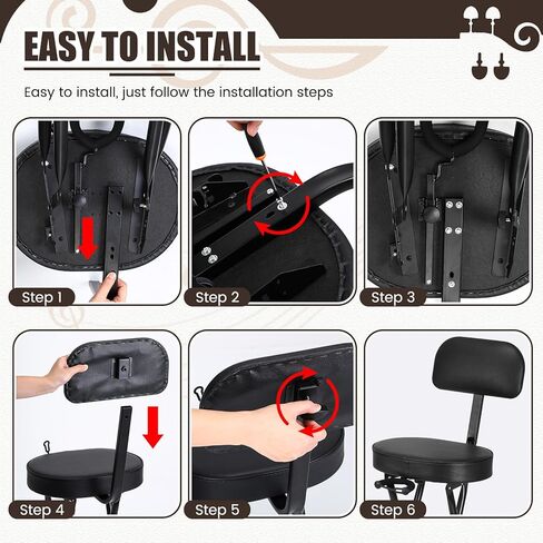 Guitar Stool with Thick Padded Cushion, Guitar Chair, Ergonomic Backrest, Heavy Duty 300 Pound Capacity Portable Chairs with Foot Rest, Folding Stand, Accommodates Acoustic Electric Guitars in Saudi Arabia