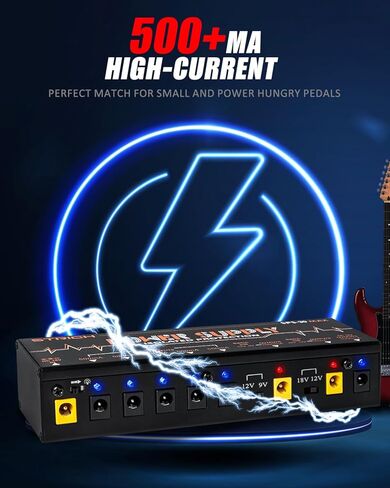 STRICH SPS-30 MAX مزود طاقة عالي لدواسة الجيتار، مزود طاقة للوحة الدواسات مع 8 مخارج تيار مستمر معزولة تمامًا 9 فولت/12 فولت/18 فولت (500 مللي أمبير/1000 مللي أمبير)، مزود طاقة لدواسة التأثير المتعطشة للطاقة، بدون ضوضاء in Kuwait
