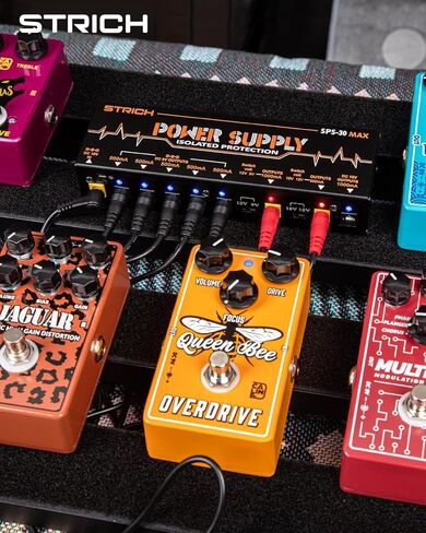 STRICH SPS-30 MAX مزود طاقة عالي لدواسة الجيتار، مزود طاقة للوحة الدواسات مع 8 مخارج تيار مستمر معزولة تمامًا 9 فولت/12 فولت/18 فولت (500 مللي أمبير/1000 مللي أمبير)، مزود طاقة لدواسة التأثير المتعطشة للطاقة، بدون ضوضاء in Kuwait